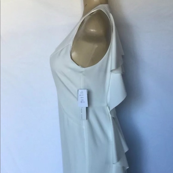 NWT Nicole Miller NY Sz 6 White Ruffle Crepe Gown - Picture 5 of 8